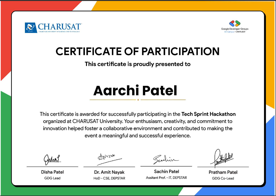 Hackathon Certificate